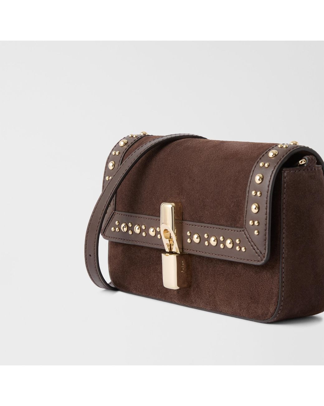 Furla Brown Iride Crossbody Toni Cioccolato Suede + Sidney Calf Leather + Studs