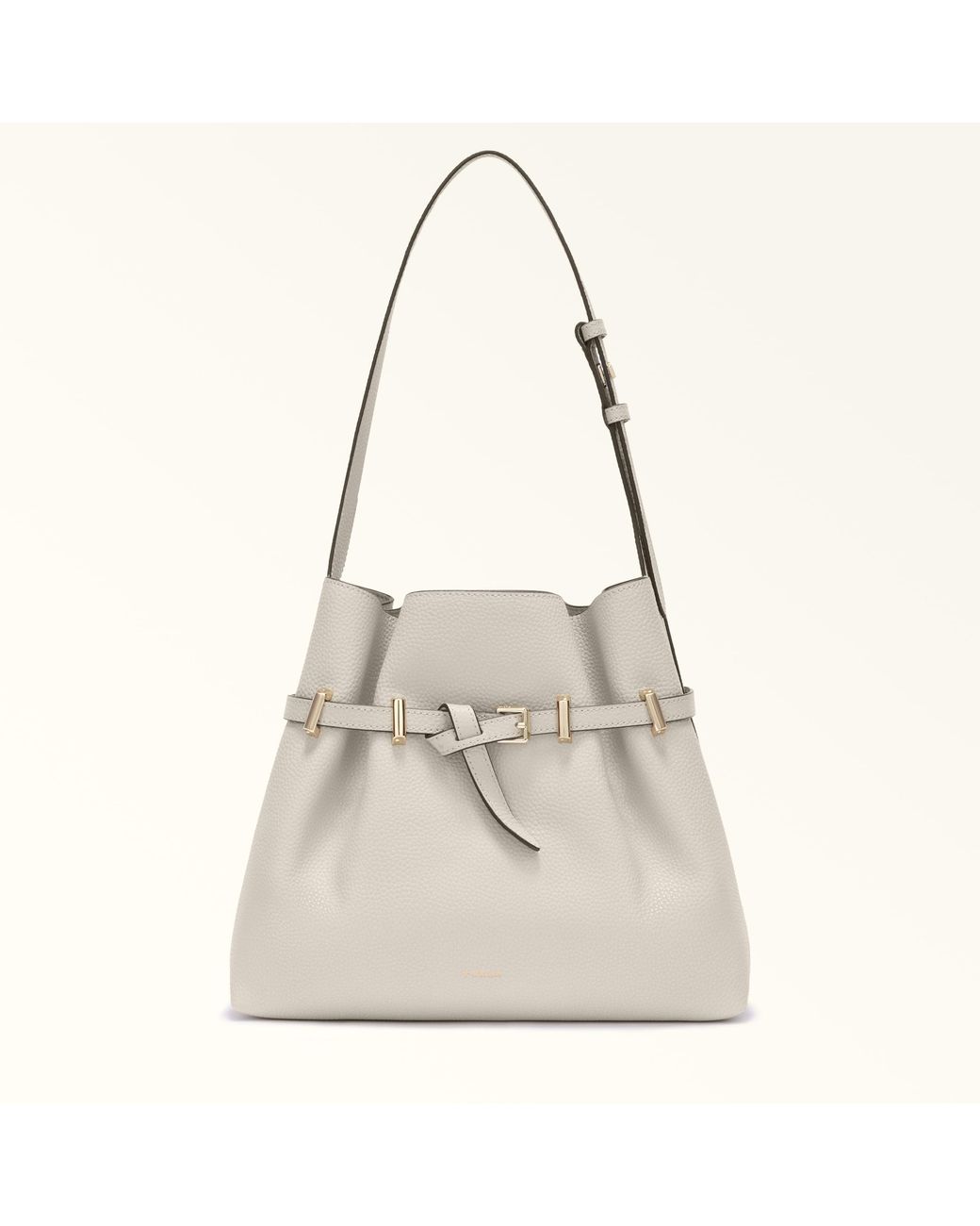 Furla Natural Aura Bucket Bag Perla E Keria Grained Calf Leather