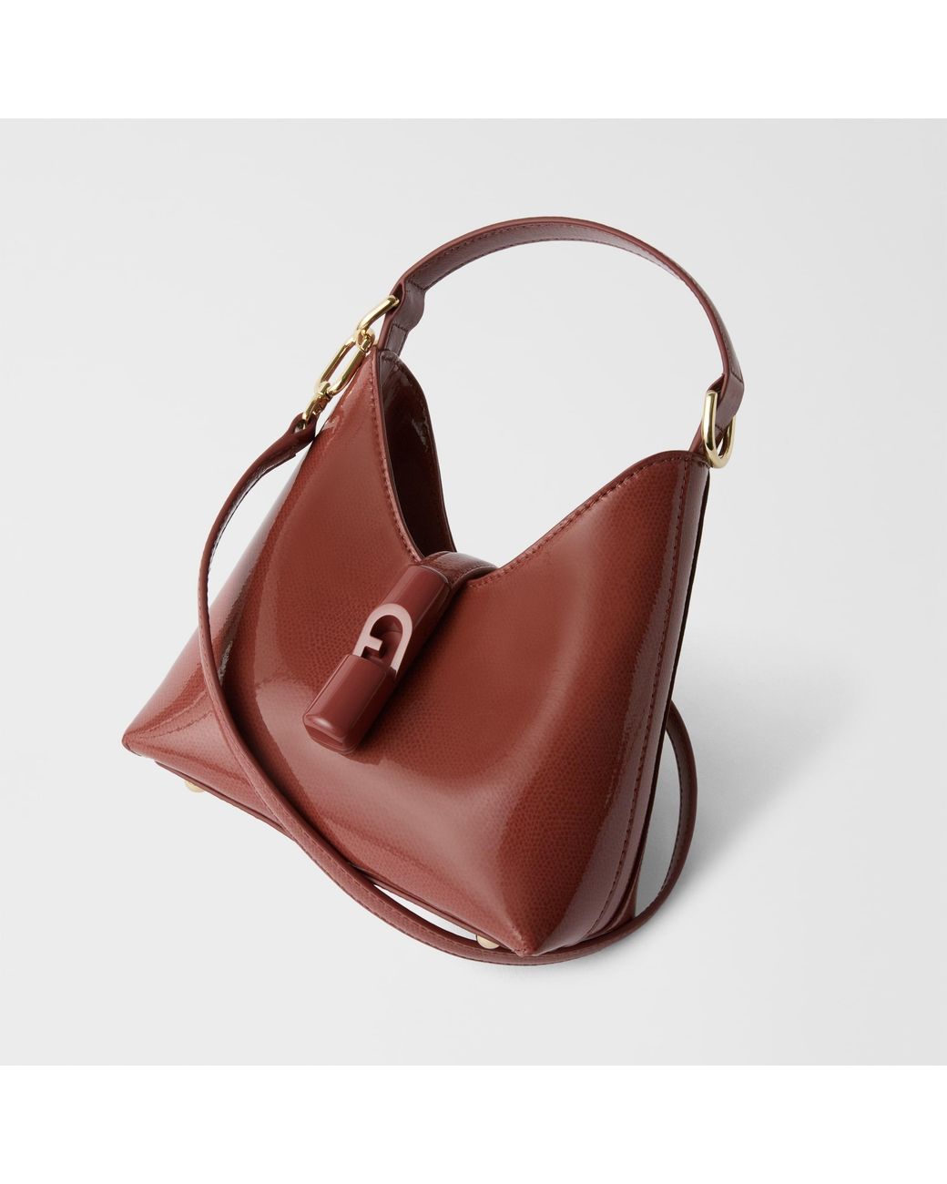 Furla Iride Mini Bag Marsala Varnished Ares Textured Leather