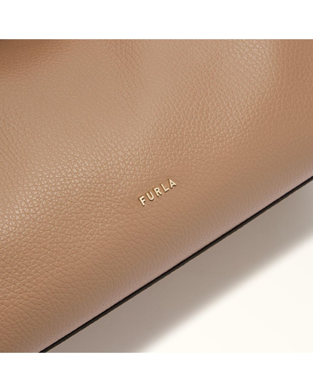 Furla Natural Lara Shoulder Bag Deserto Grained Calf Leather