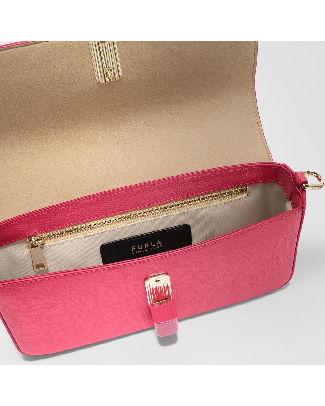 Furla Pink Iride Crossbody Velvet Textured Leather