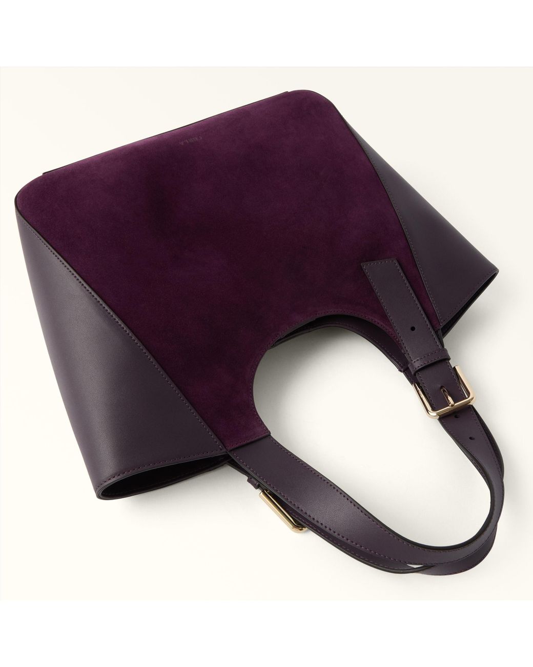 Furla Purple Dora Tote Toni Winter Bloom Suede + Sidney Calf Leather