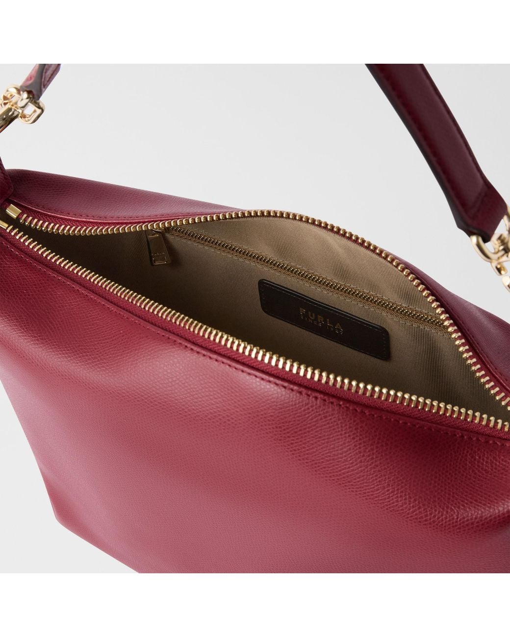 Furla Tonie Shoulder Bag Ciliegia D Ares Soft Textured Leather