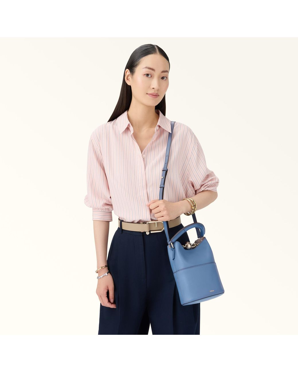 Furla Blue Sfera Mini Bag Jeans Napoli Double Calf Leather
