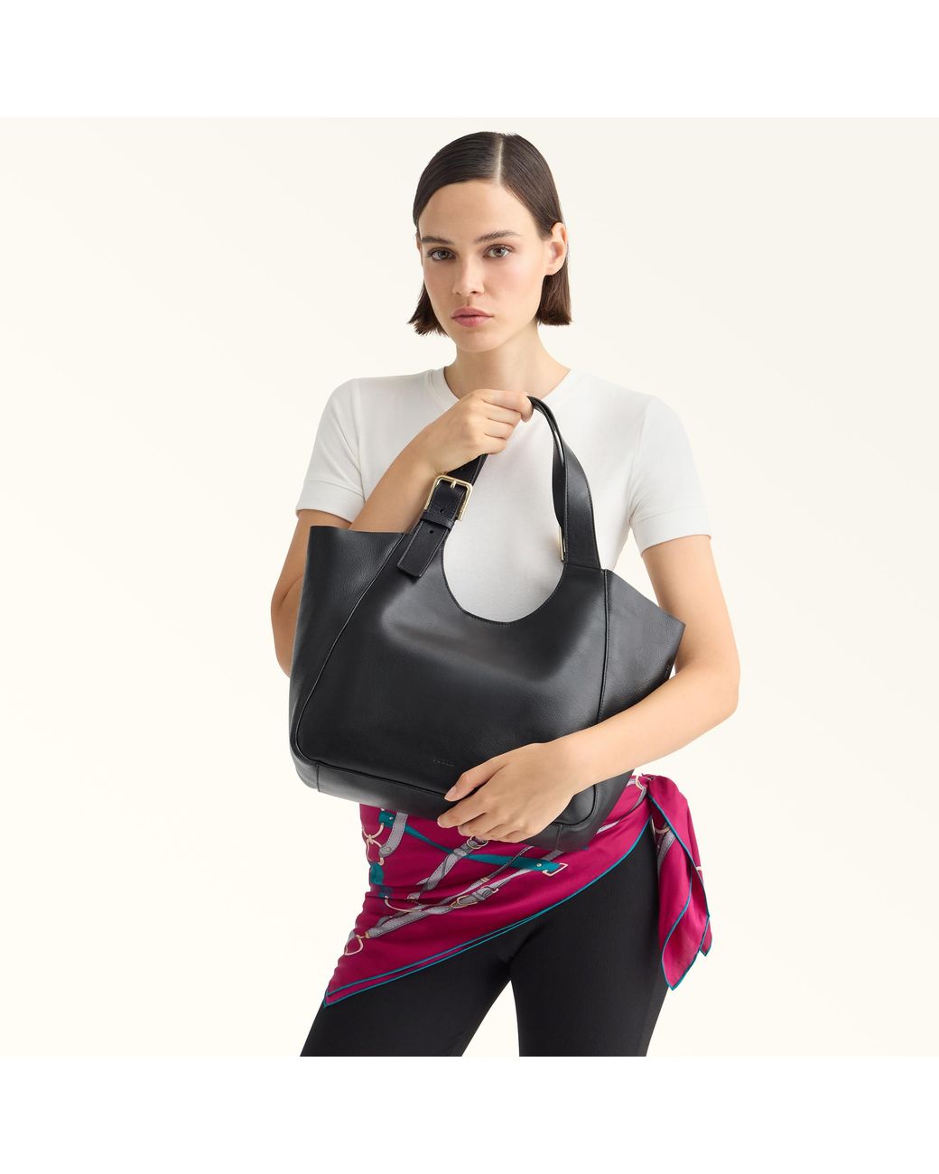 Furla Black Dora Tote Nero Smith Calf Leather