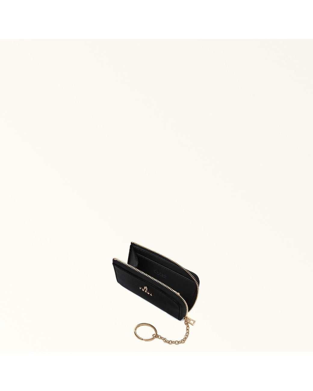 Furla Black Camelia Keycase Nero Textured Leather
