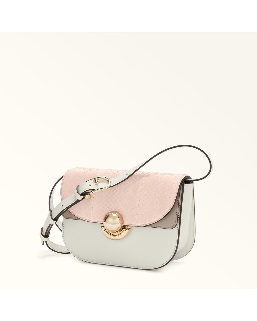 Furla Pink Sfera Crossbody Mini Dusty Elaphe Lux Leather + Soft Calf Leather