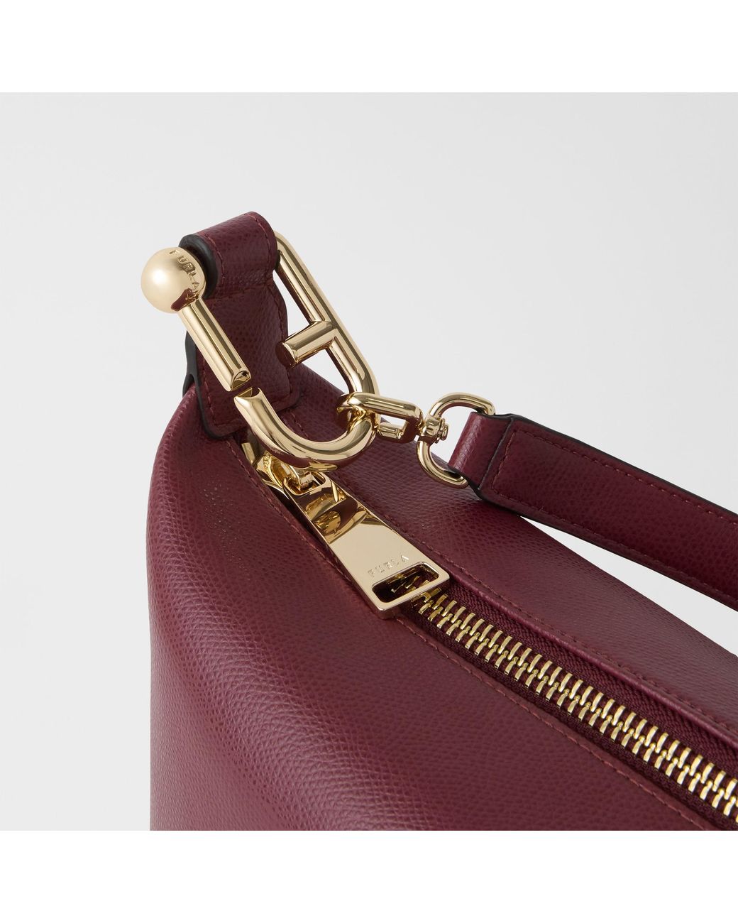 Furla Purple Tonie Shoulder Bag Apple Ares Soft Textured Leather