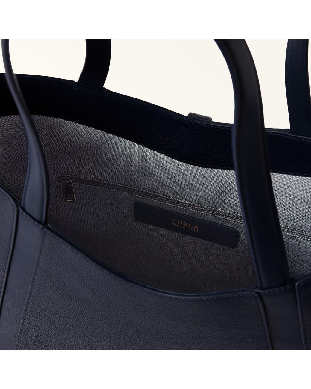 Furla Blue Goccia Tote Ink Night Calf Leather + Sidney Calf Leather