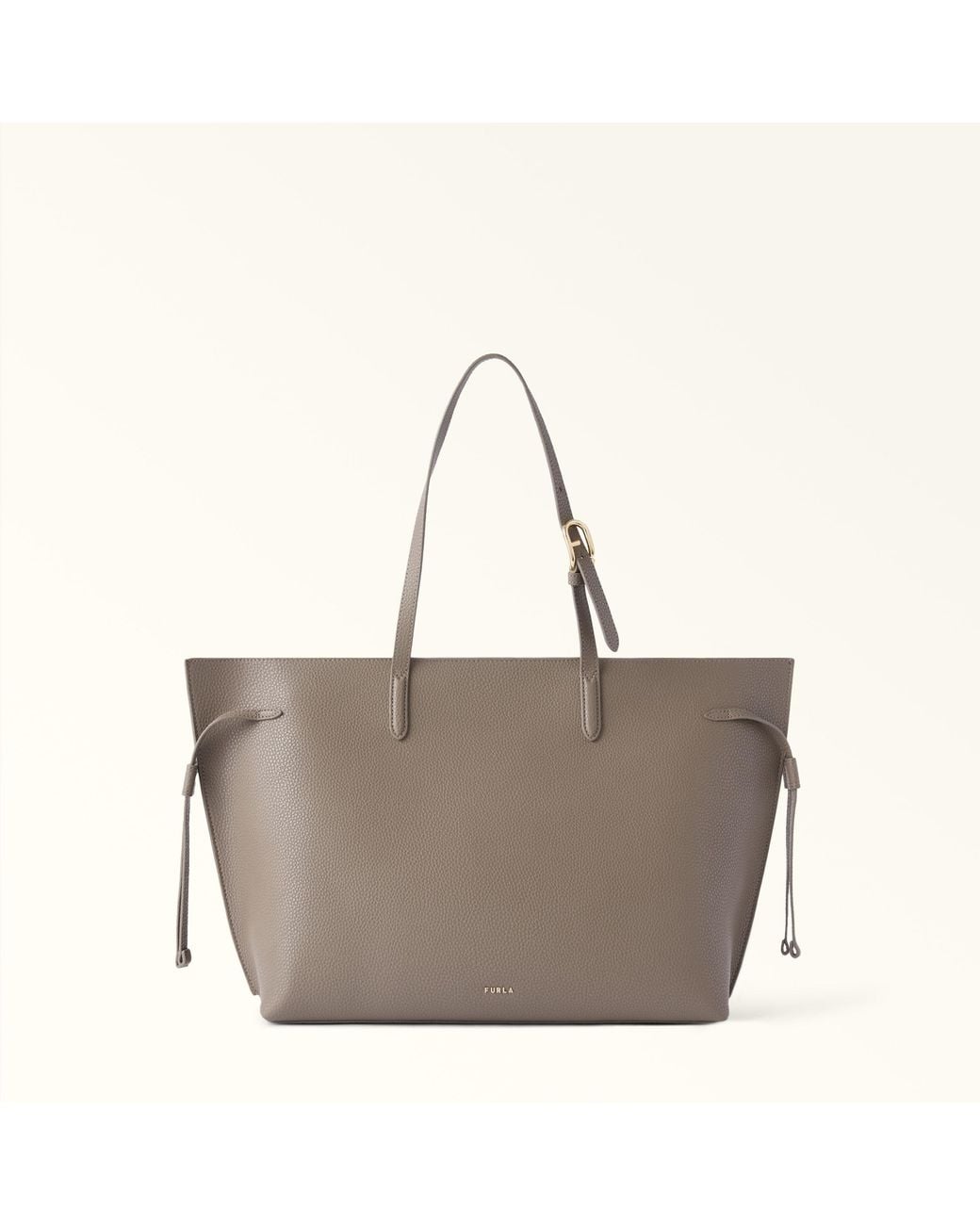 Furla Gray Ava Tote Muddy Double Pebble Calf Leather