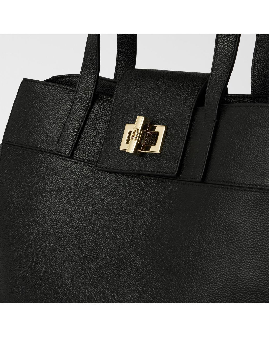 Furla Black Amelia Tote Nero Diamond Grained Leather