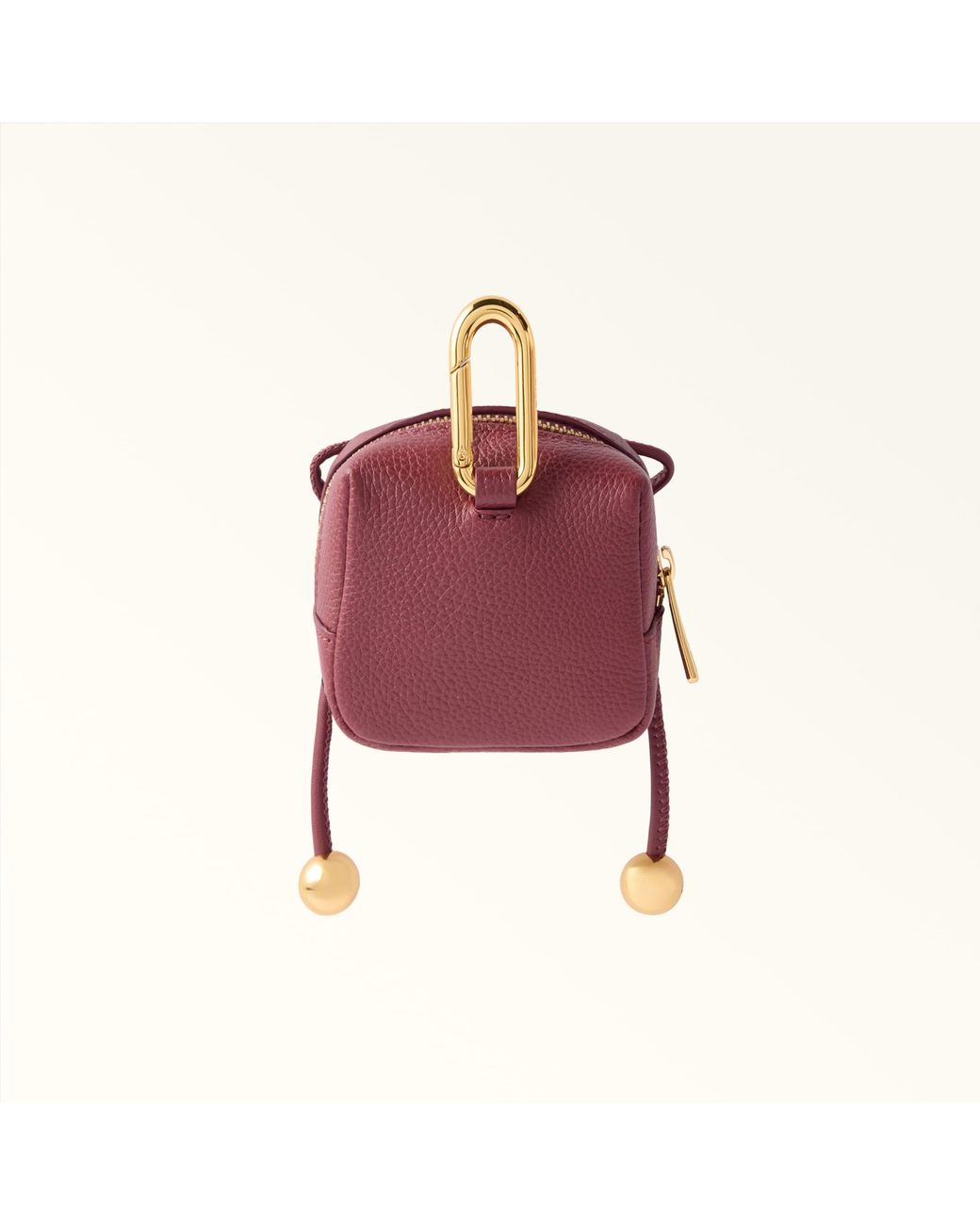 Furla Red Poppy Charm Apple Diamond Grained Leather + Sidney Calf Leather