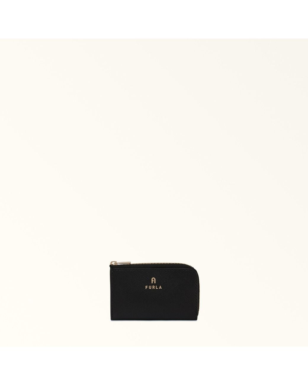 Furla Black Camelia Keycase Nero Textured Leather