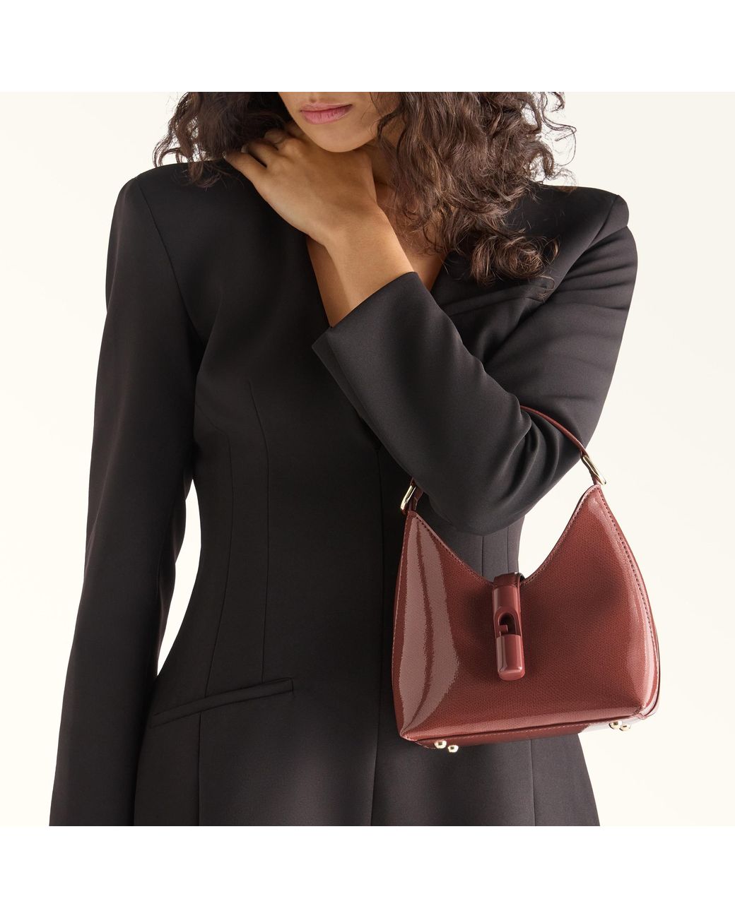 Furla Iride Mini Bag Marsala Varnished Ares Textured Leather