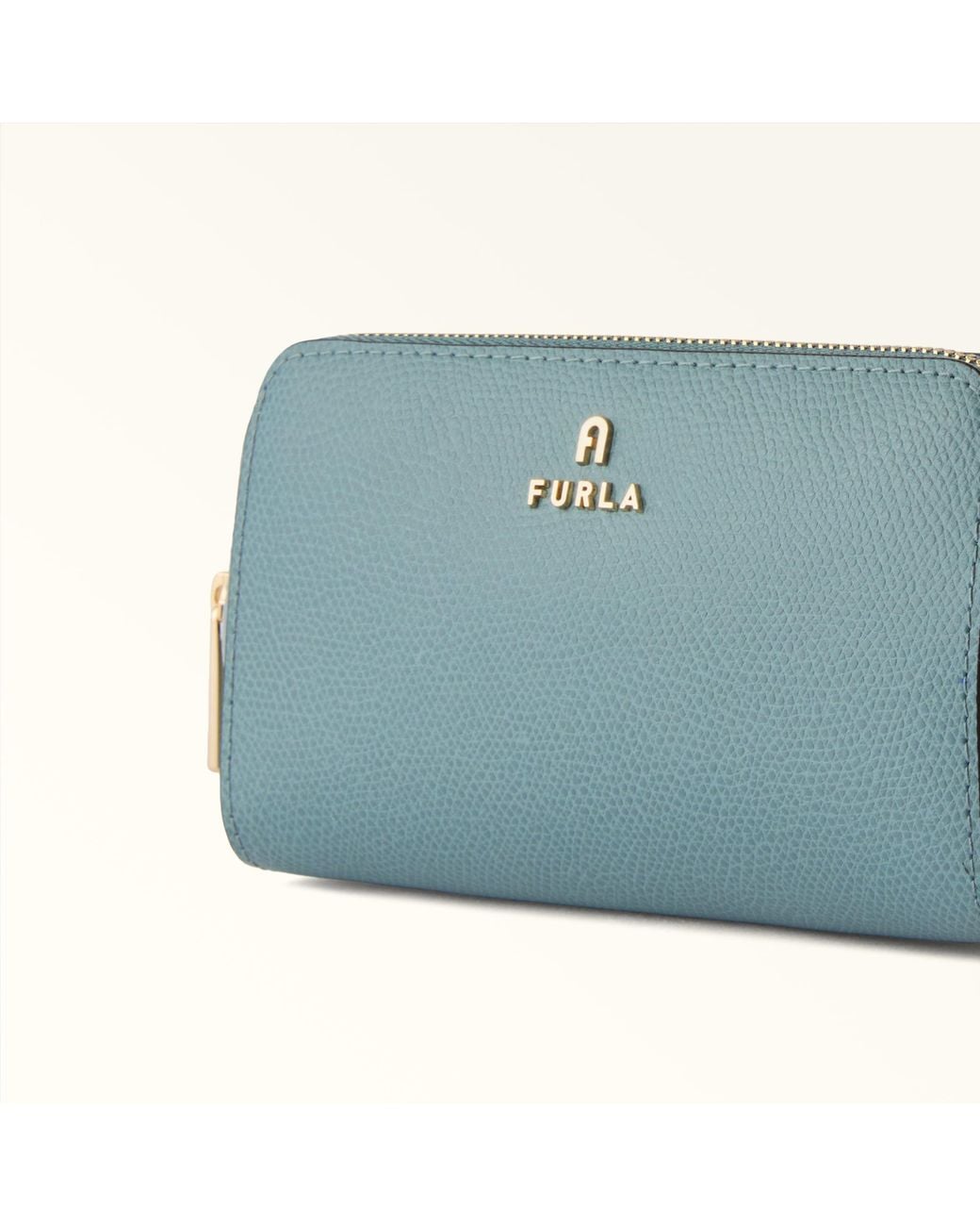 Furla Blue Camelia Cosmetic Case Cloud Textured Leather