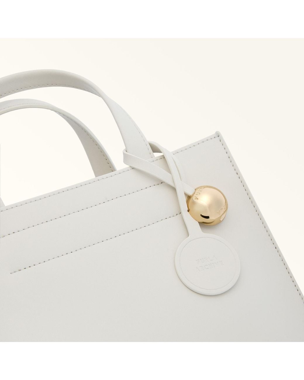 Furla White Divide It Tote Marshmallow Sidney Calf Leather