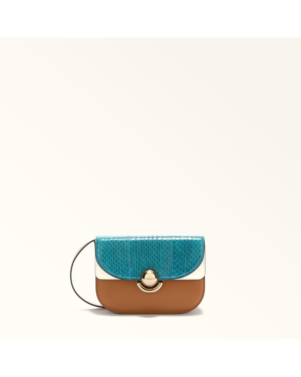 Furla Blue Sfera Crossbody Mini Amatore Elaphe Lux Leather + Soft Calf Leather