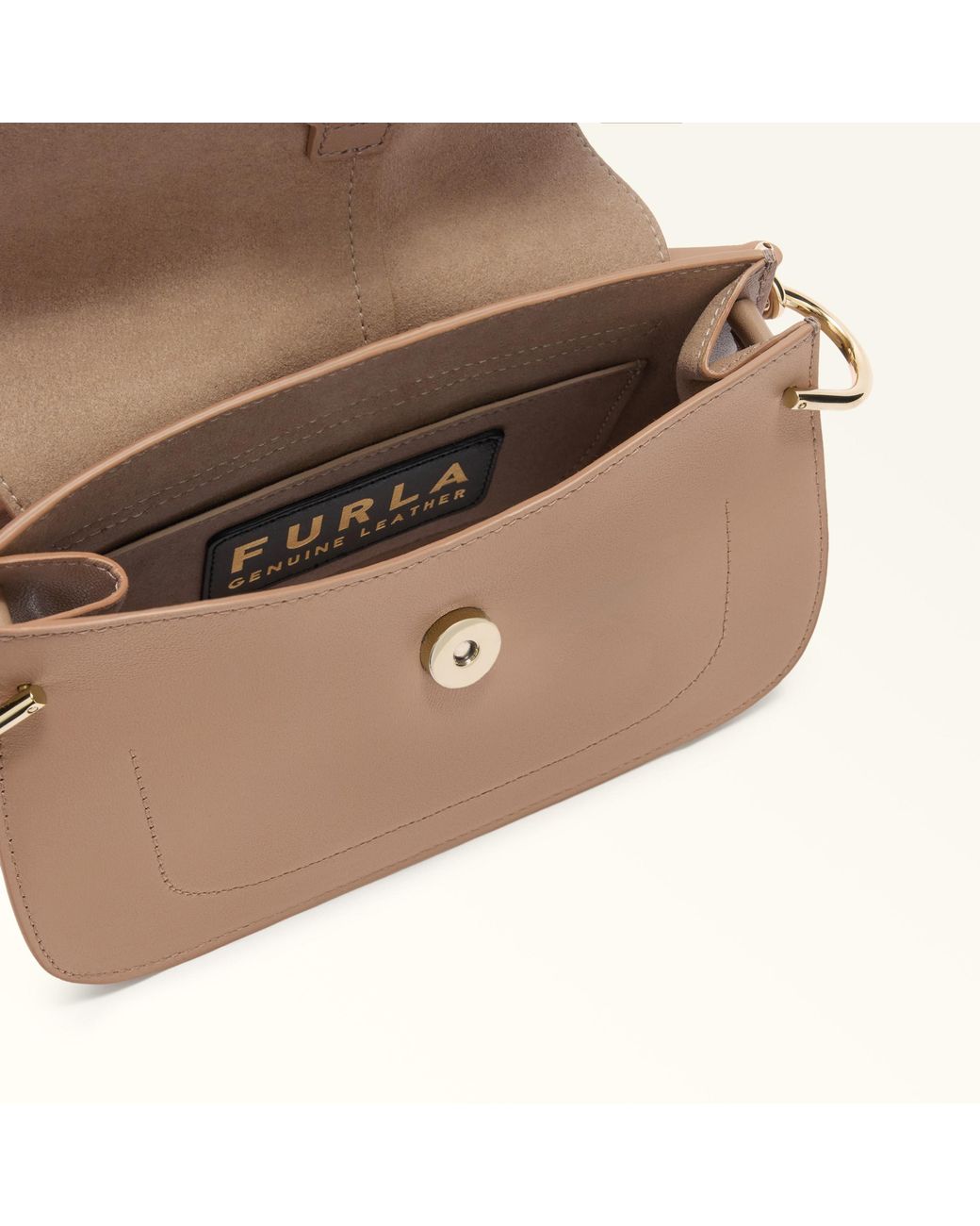 Furla Natural Flow Top Handle Greige Claris Lux Calf Leather