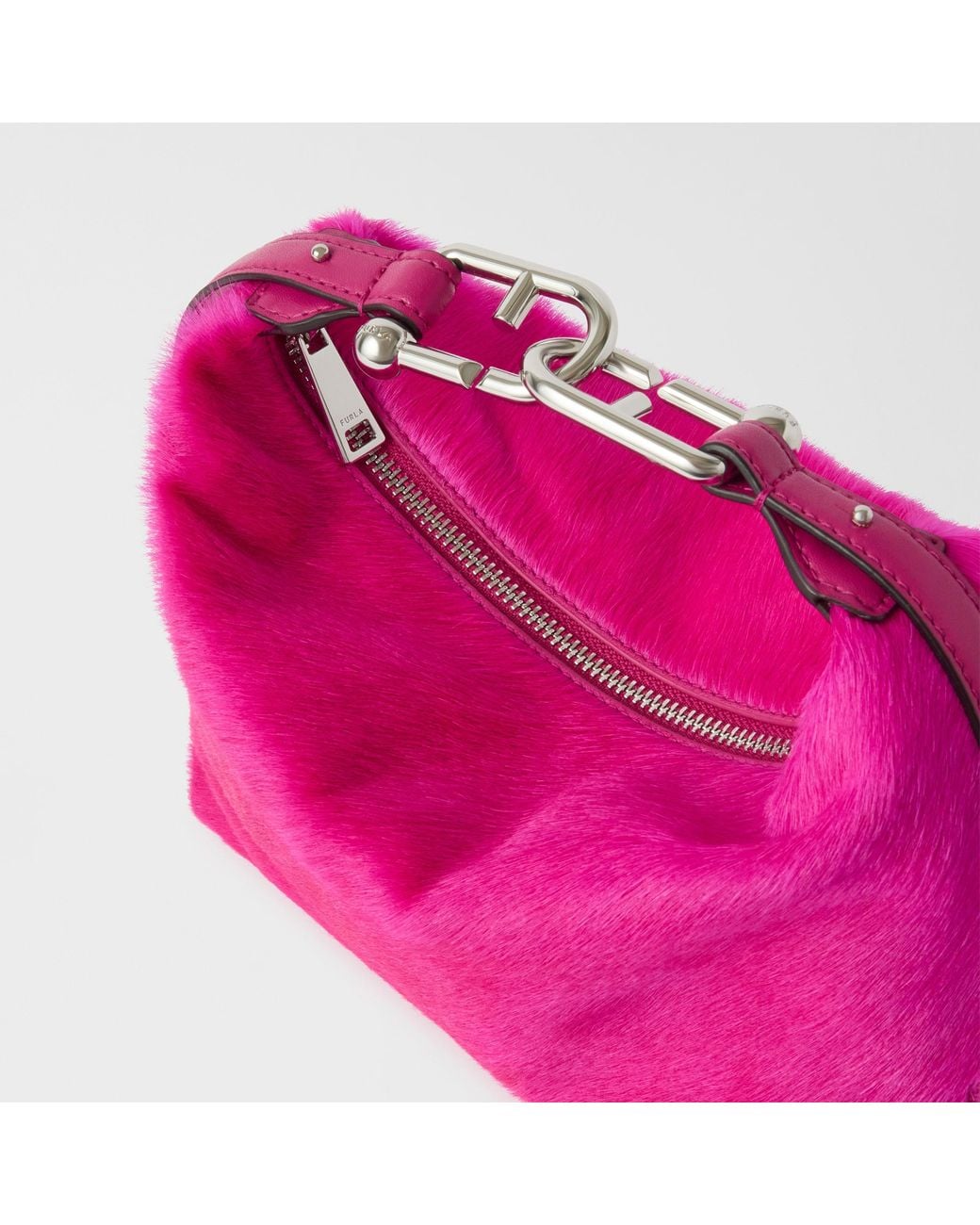 Furla Pink Tonie Shoulder Bag Ciclamino Pony Calf Leather