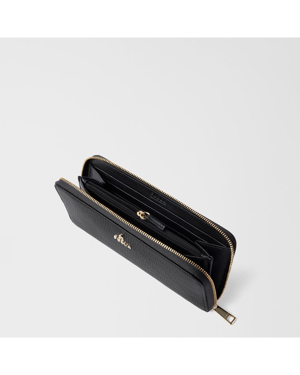 Furla Black Camelia Zip Around Nero Grained Calf Leather