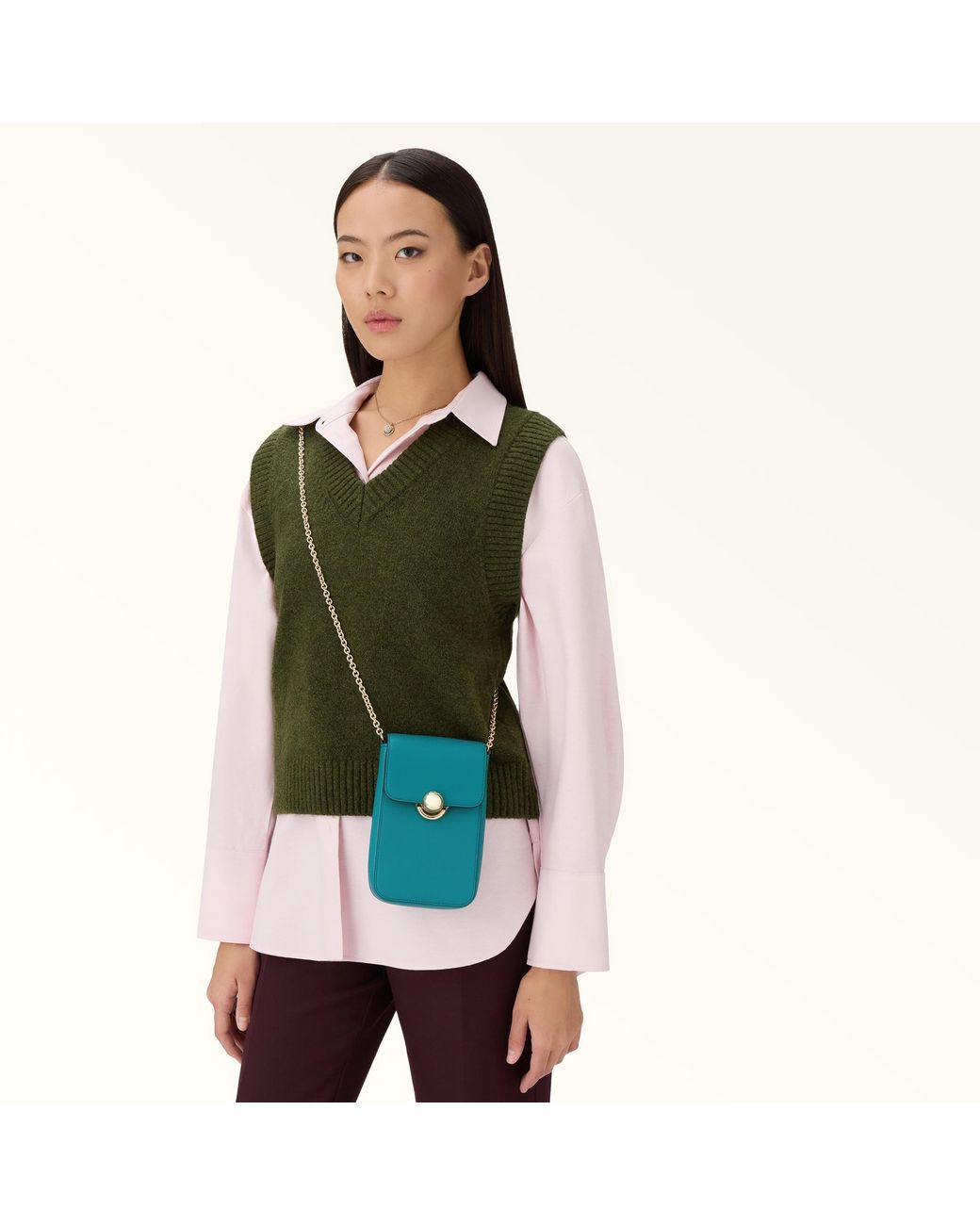 Furla Blue Sfera Vertical Crossbody Amatore Sidney Calf Leather