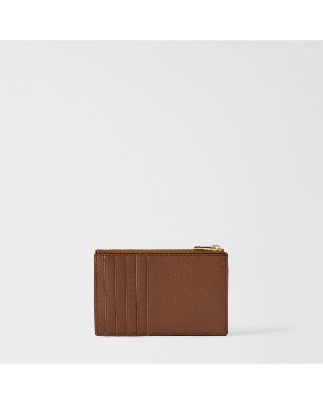 Furla Brown Camelia Card Case Cognac H Textured Leather