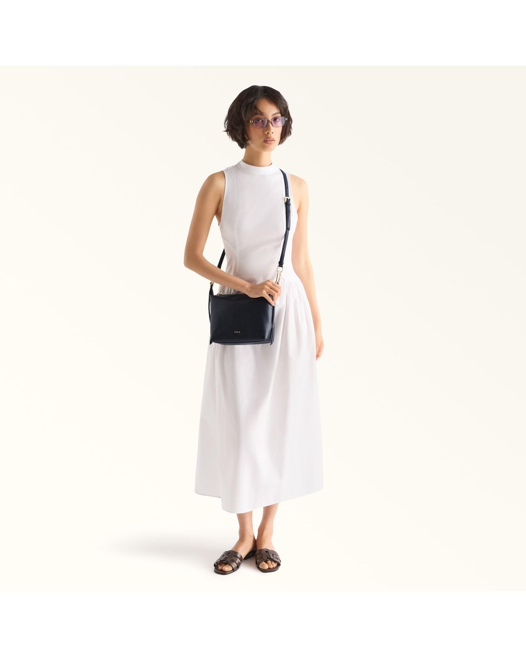 Furla Blue Tonie Shoulder Bag Mediterraneo Ares Soft Textured Leather
