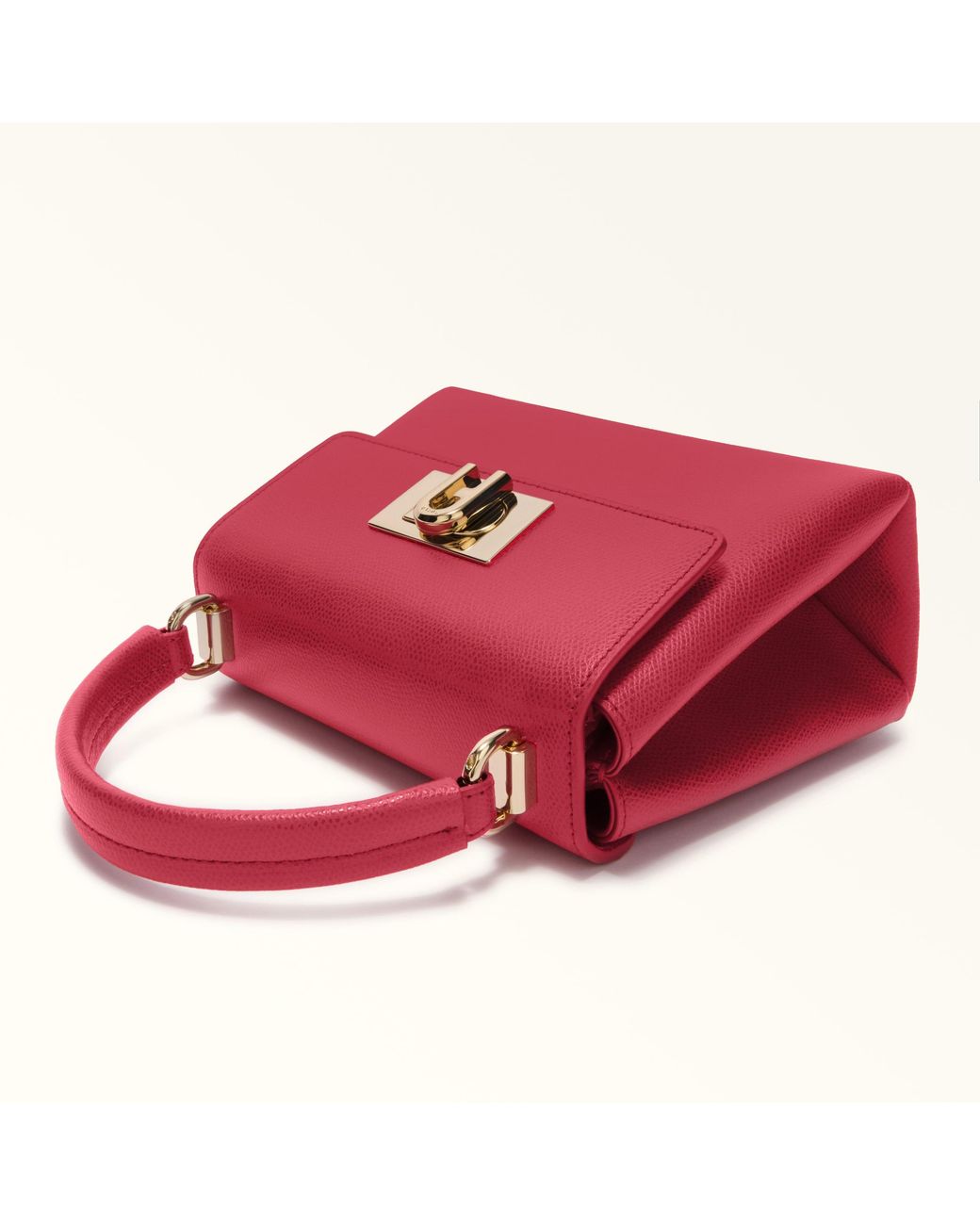 Furla Pink 1927 Top Handle Mini Ruby Textured Leather
