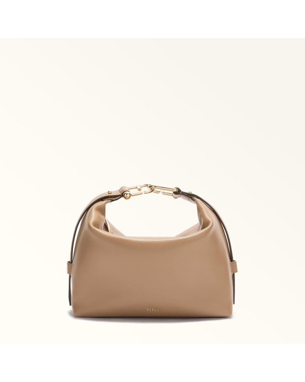 Furla Natural Tonie Shoulder Bag Toffee Ares Soft Textured Leather
