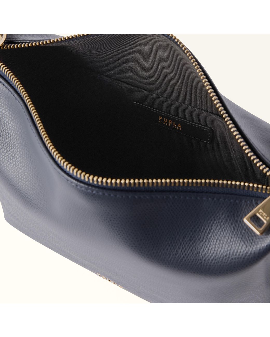 Furla Blue Tonie Shoulder Bag Mediterraneo Ares Soft Textured Leather