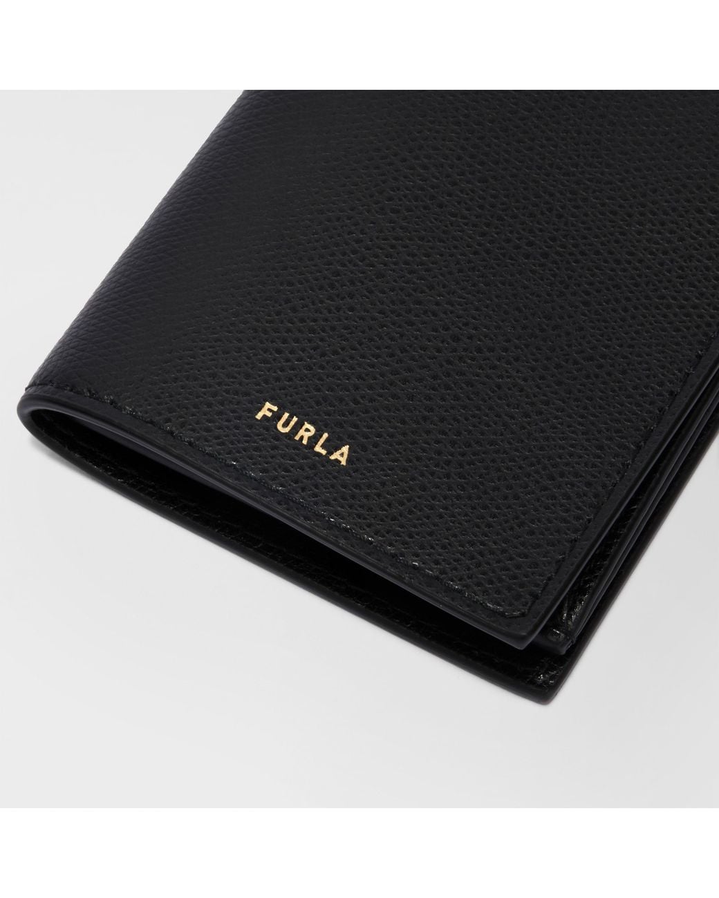 Furla Black Laura Card Case Nero Textured Leather