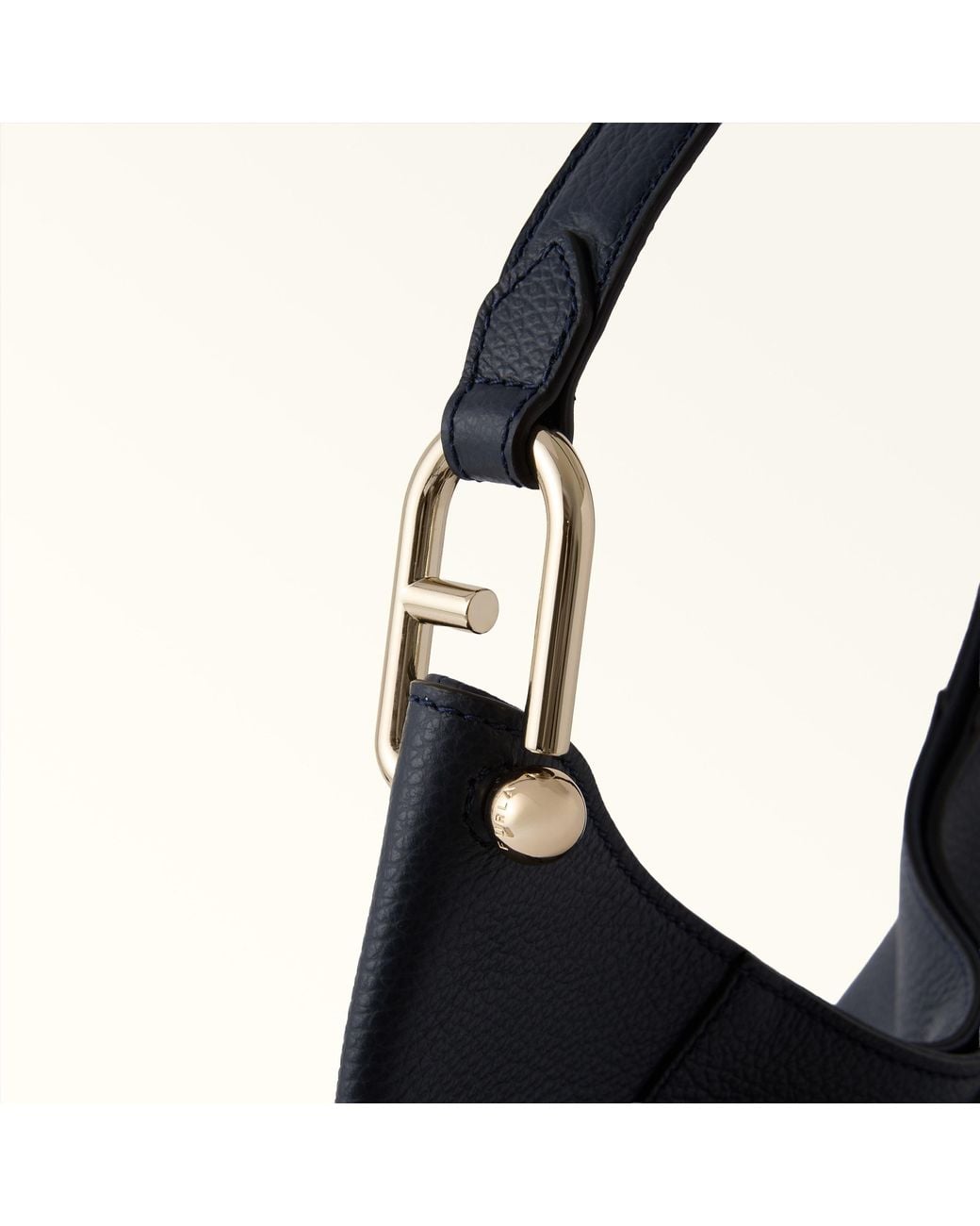 Furla Blue Lara Shoulder Bag Mediterraneo Grained Calf Leather