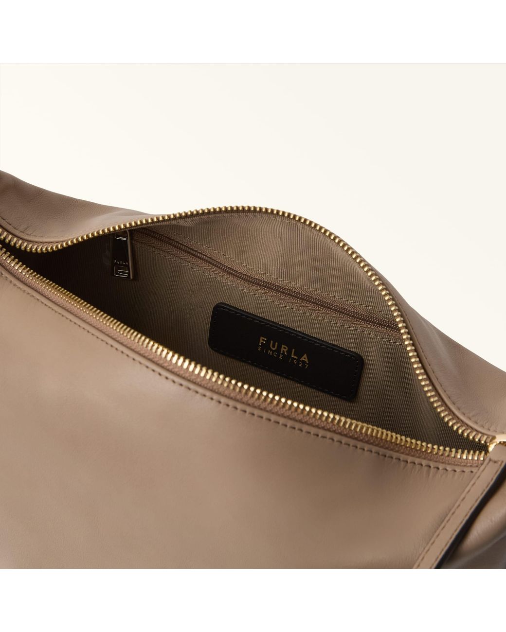Furla Brown Nuvola Shoulder Bag Greige Claris Lux Calf Leather