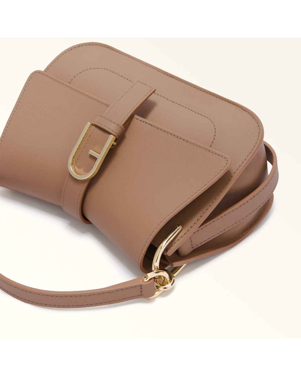 Furla Natural Flow Top Handle Greige Claris Lux Calf Leather