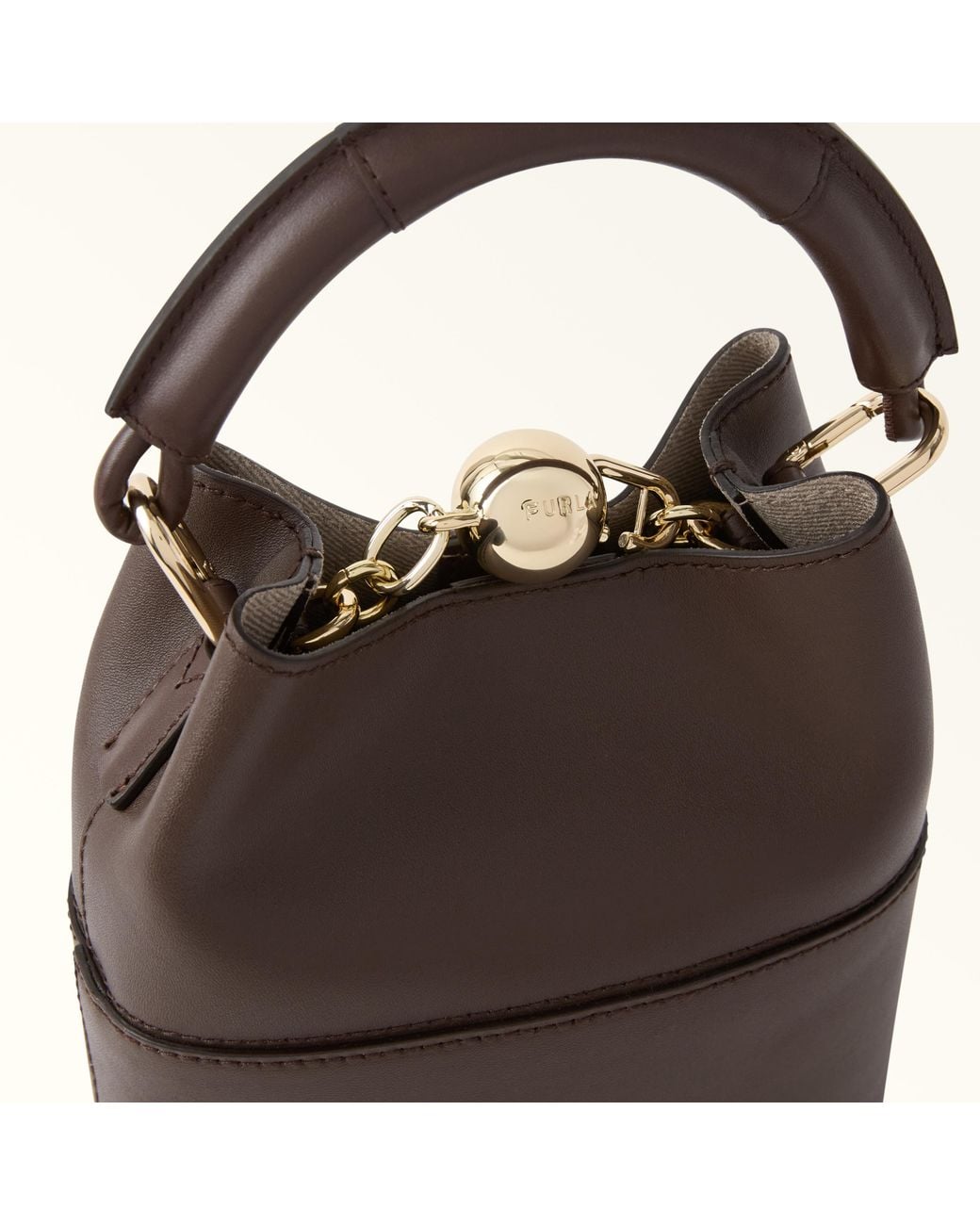 Furla Brown Sfera Mini Bag Espresso Napoli Double Calf Leather