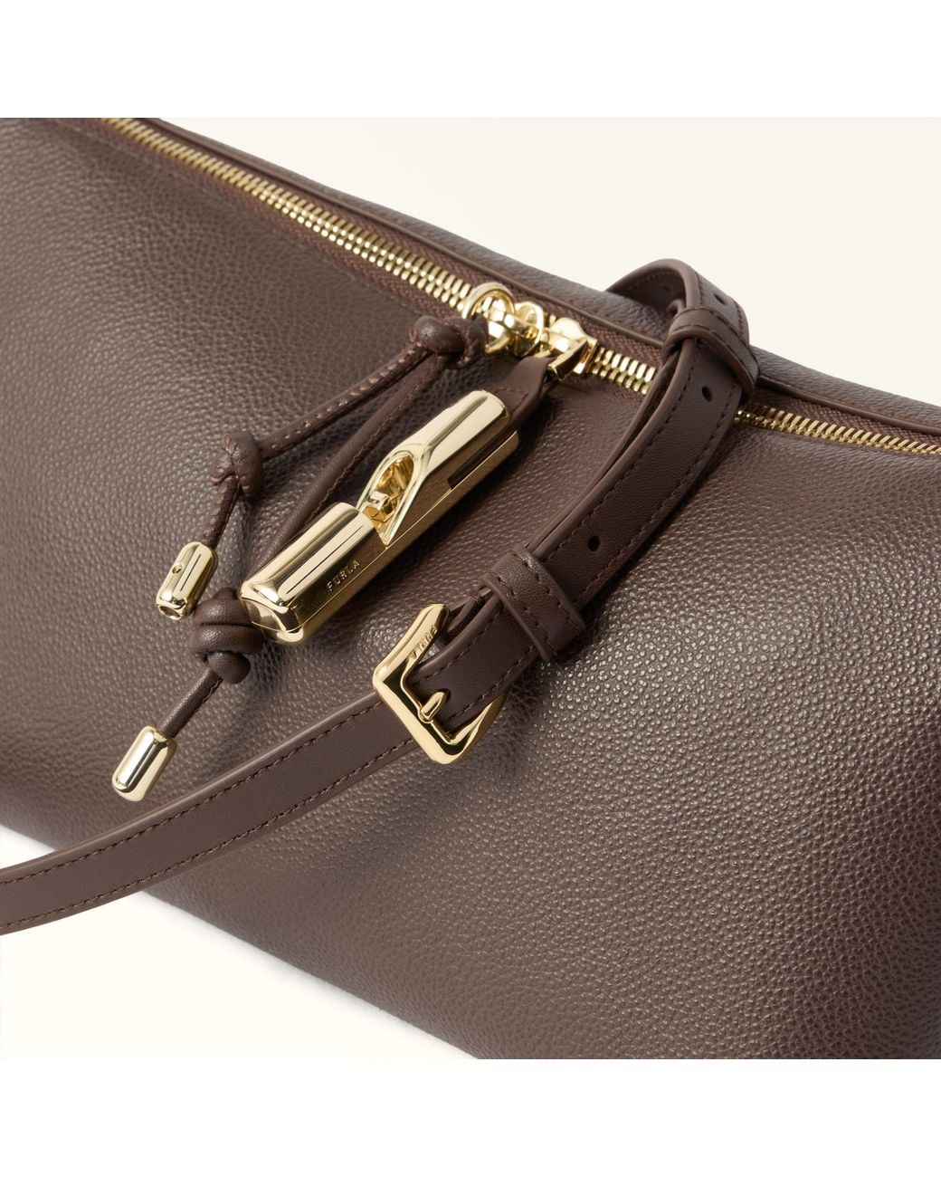 Furla Brown Debby Shoulder Bag Cioccolato Night Calf Leather + Sidney Calf Leather