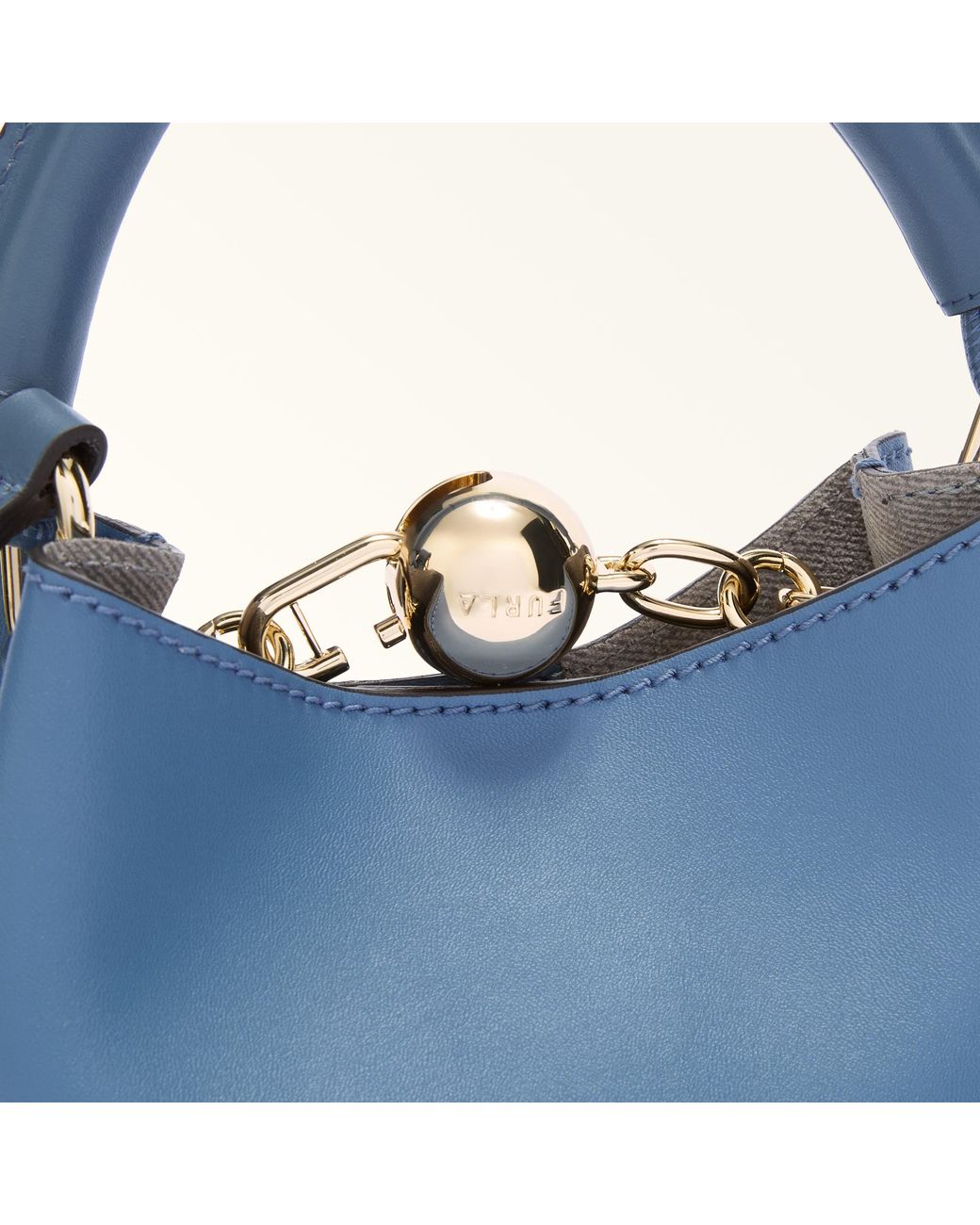 Furla Blue Sfera Mini Bag Jeans Napoli Double Calf Leather