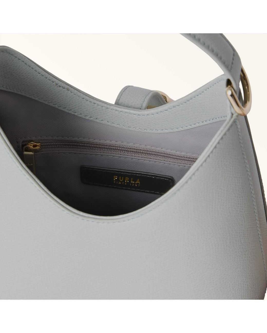Furla White Iride Mini Bag Nebbia Textured Leather