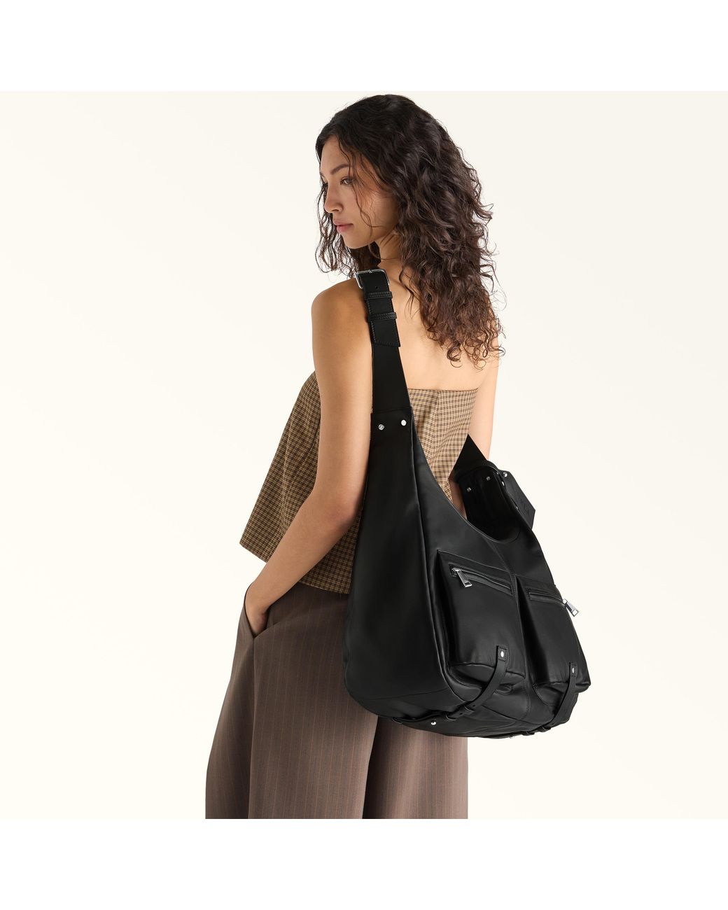 Furla Black Lynette Shoulder Bag Xl Nero Bahia Smooth Calf Leather