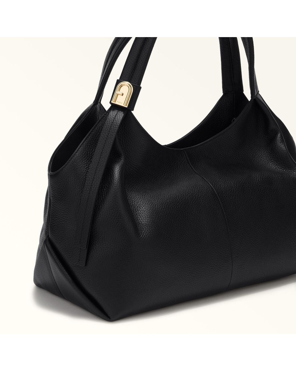 Furla Black Planeta Shoulder Bag Nero Keria Grained Calf Leather