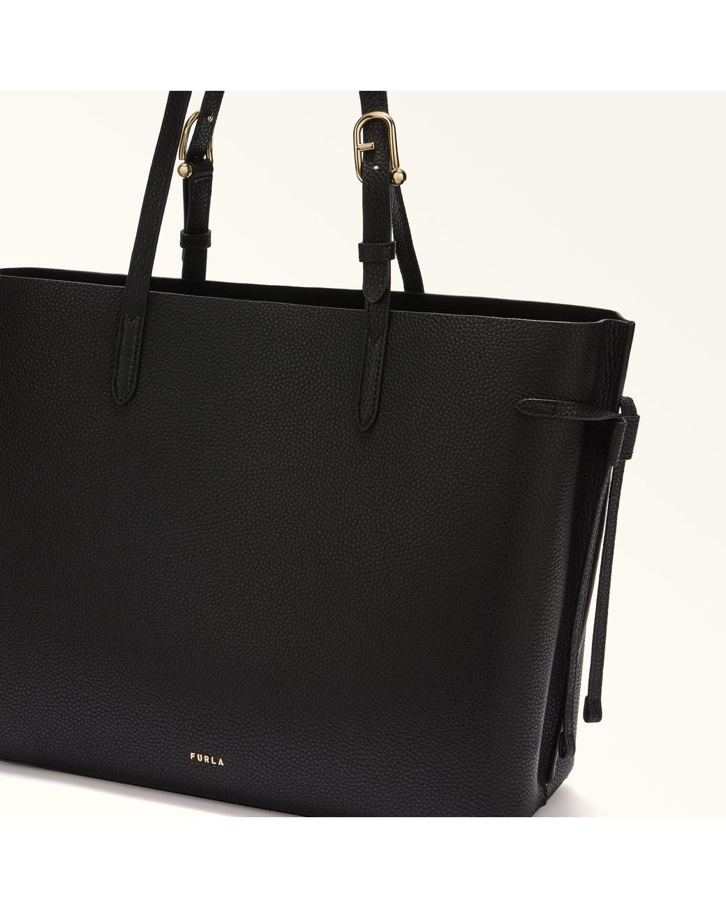 Furla Ava Tote Nero Double Pebble Calf Leather in Black | Lyst