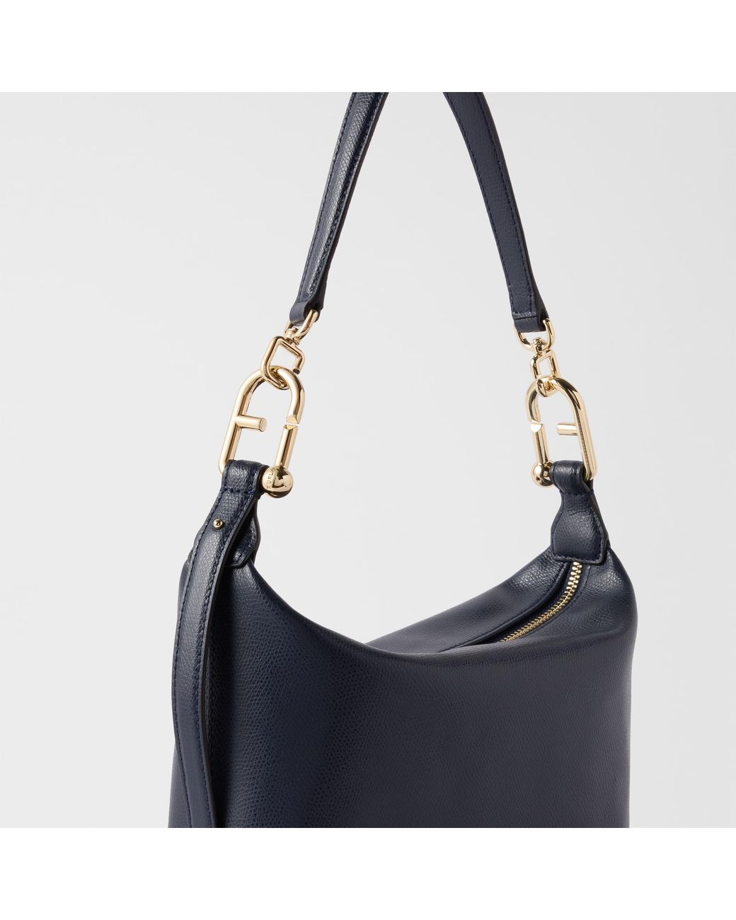 Furla Blue Tonie Shoulder Bag Mediterraneo Ares Soft Textured Leather