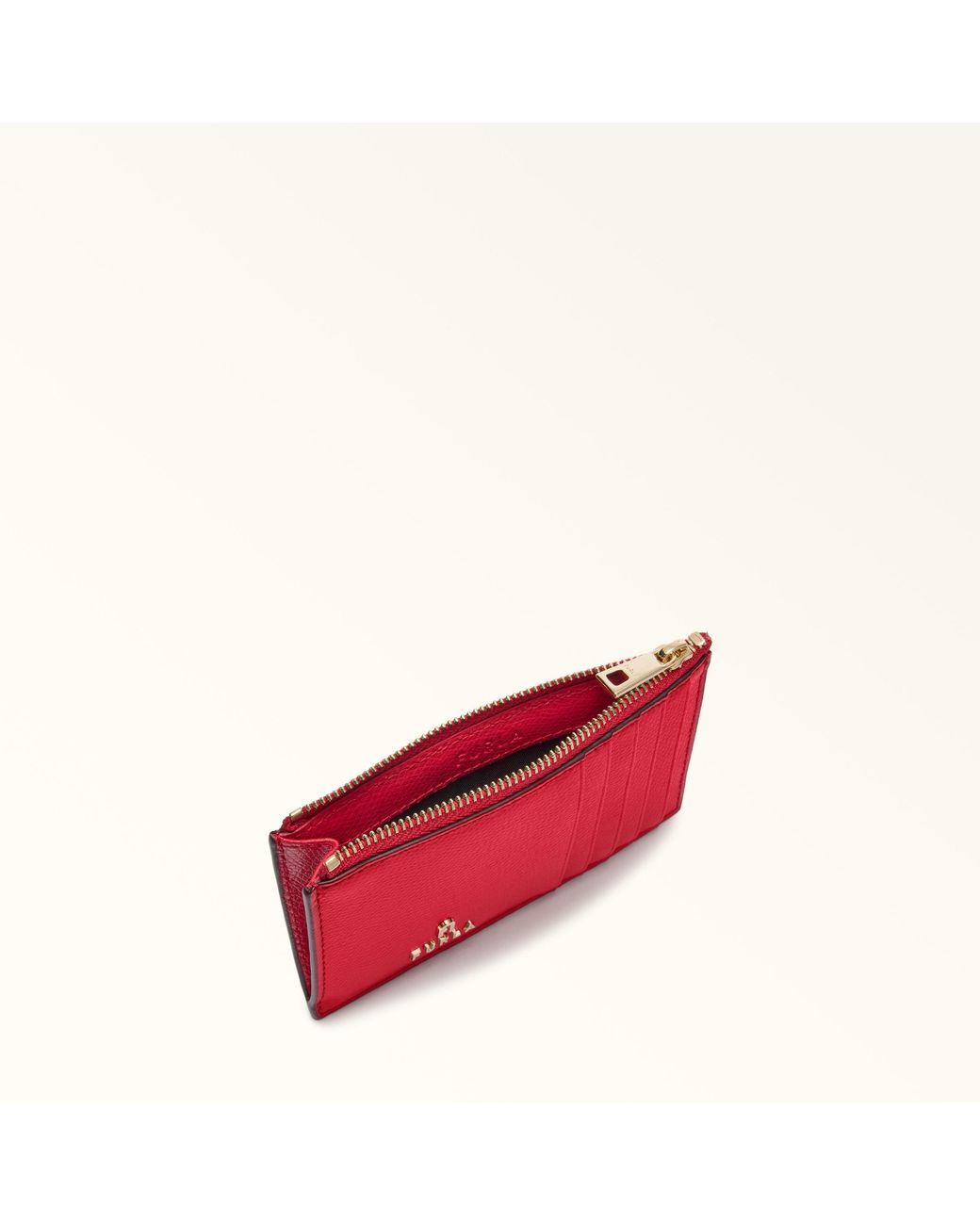 Furla Camelia Card Case Ruby Textured Leather