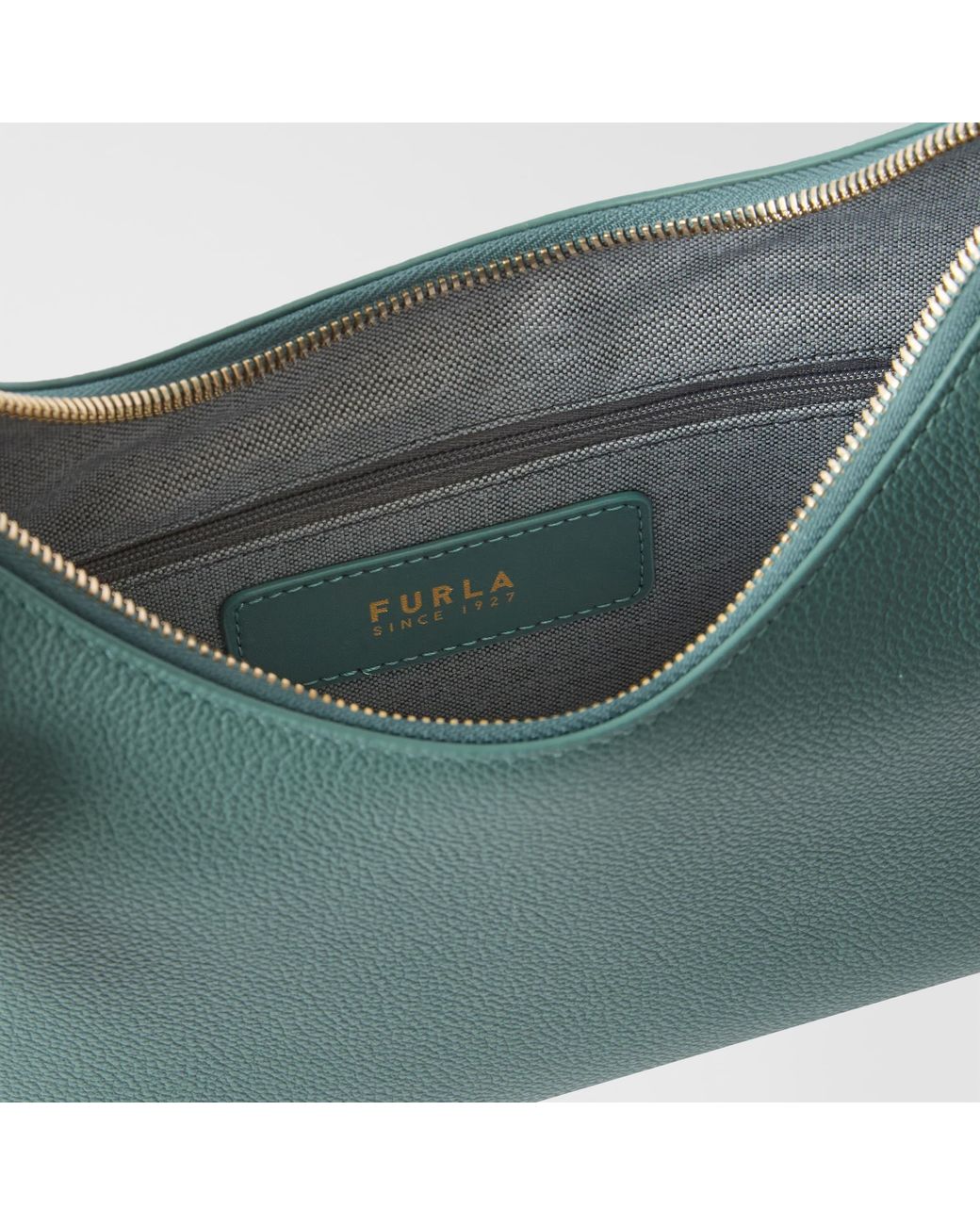 Furla Green Goccia Shoulder Bag Edera Night Calf Leather + Sidney Calf Leather