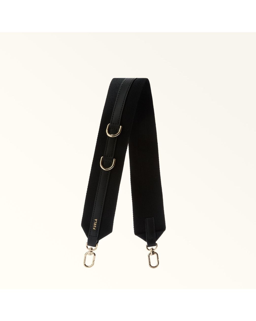 Furla Black Fiona Shoulder Strap Toni Nero Ribbon Fabric + Sidney Calf Leather