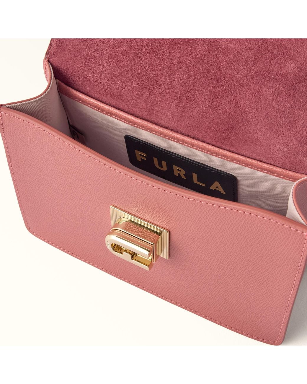 Furla Pink 1927 Crossbody Mini Rosewood Textured Leather