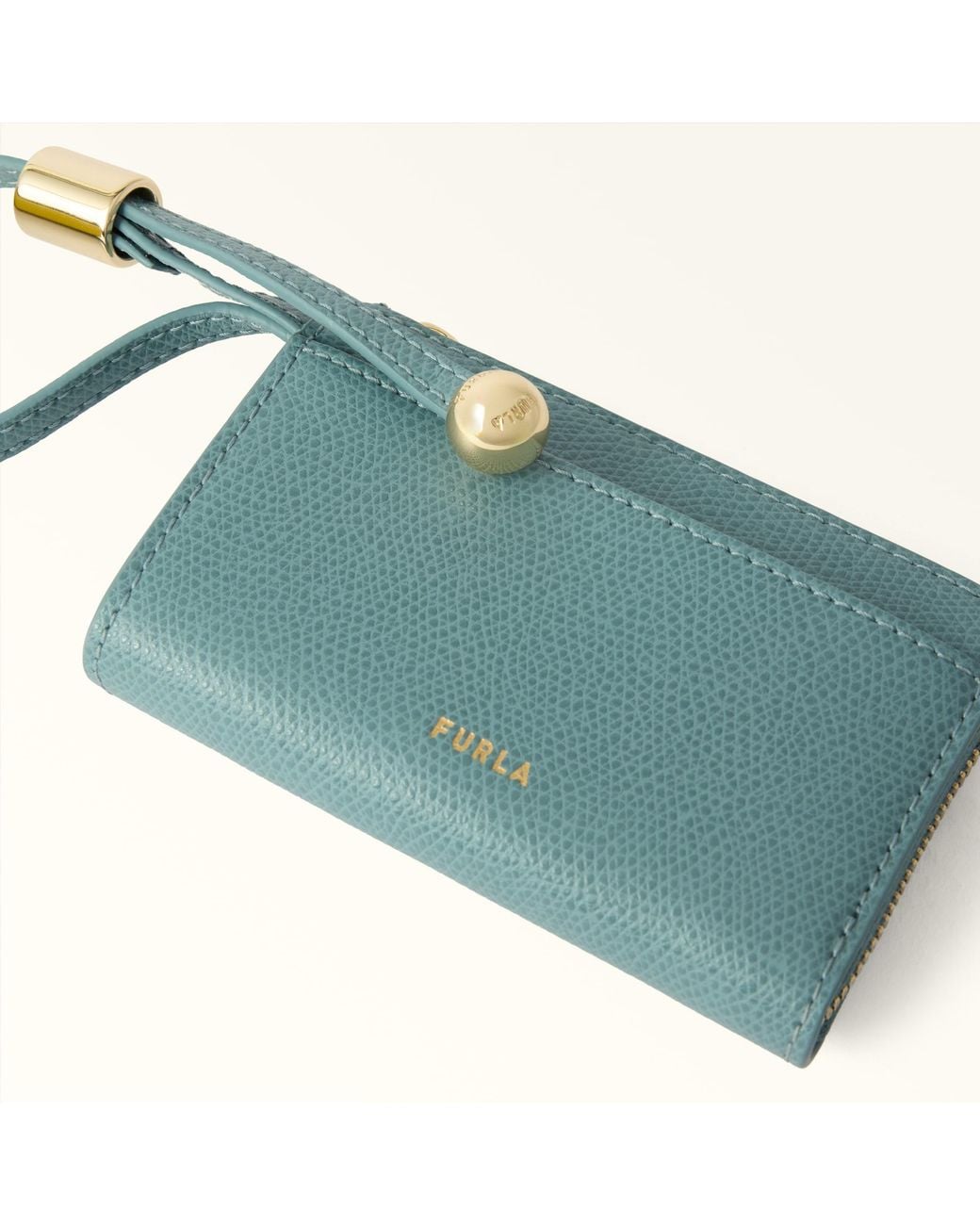 Furla Blue Laura Card Case Cloud Textured Leather