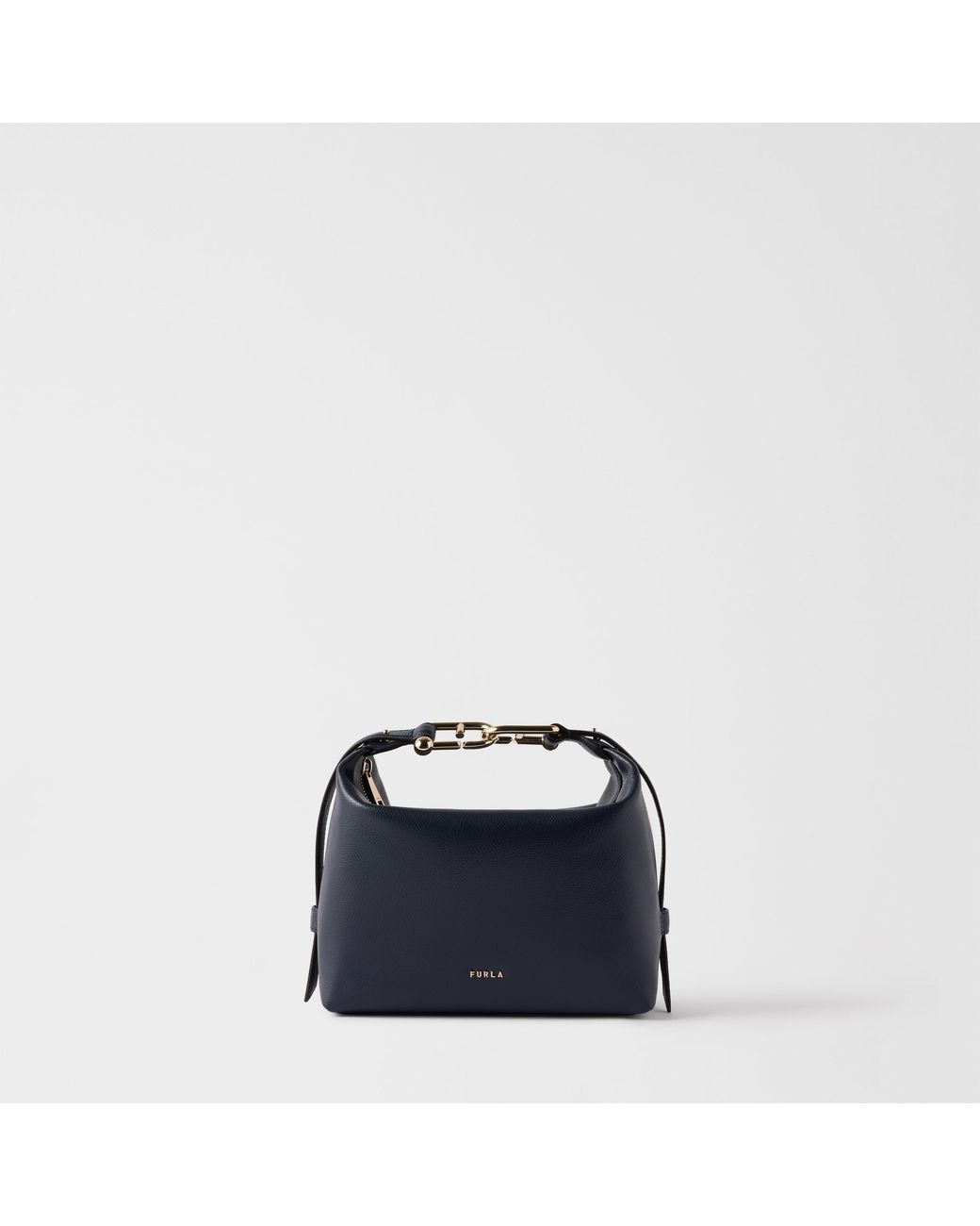 Furla Blue Tonie Shoulder Bag Mediterraneo Ares Soft Textured Leather