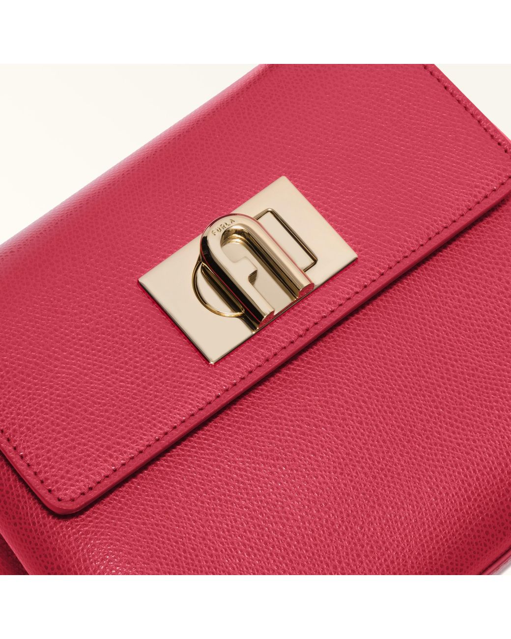 Furla Pink 1927 Top Handle Mini Ruby Textured Leather