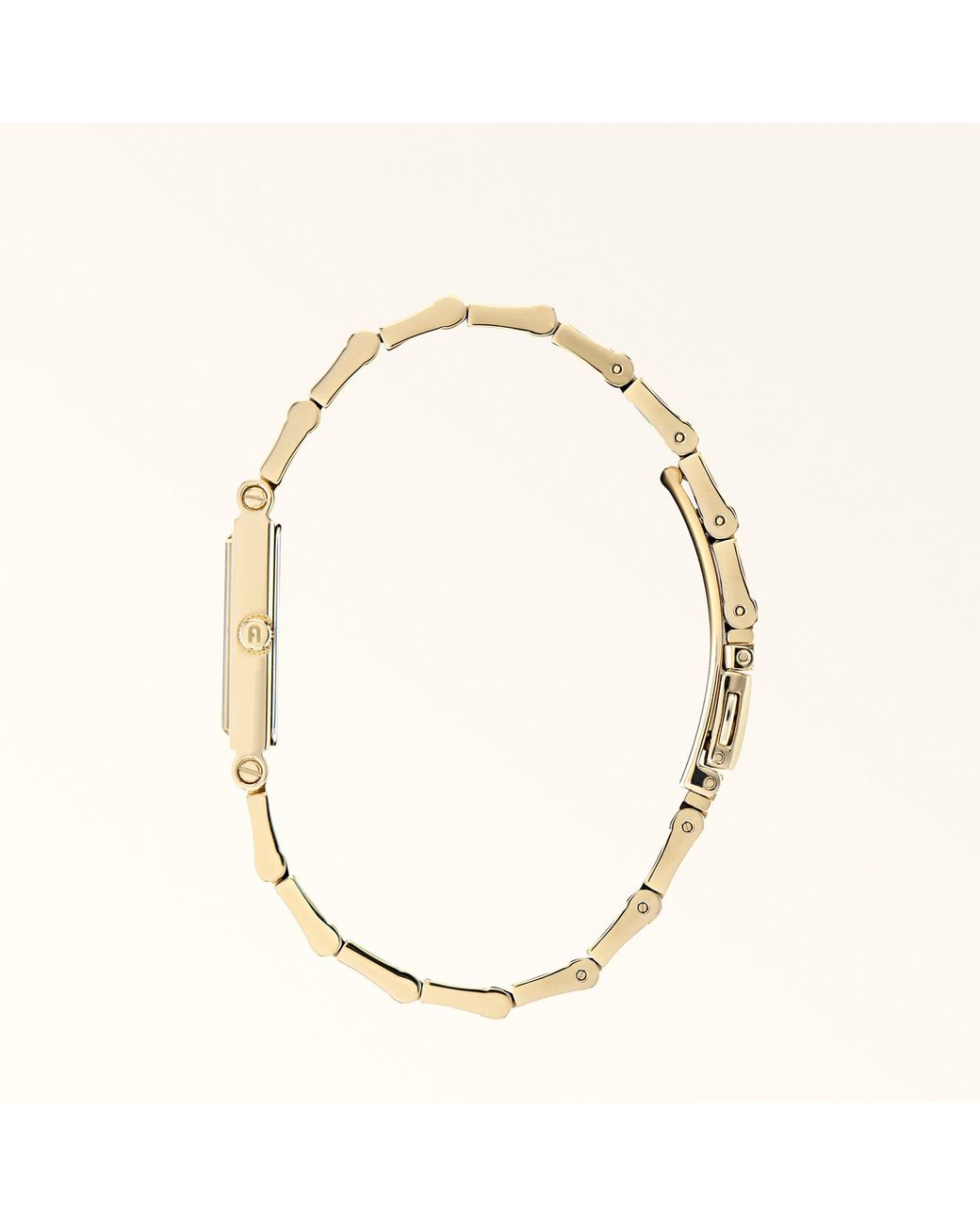 Furla Metallic Baguette New Rectangular Case Watch Color Oro Metal